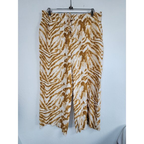 Marc New York Womens Zebra Print Linen Wide Leg Crop Summer Pants Large New $79 - Picture 1 of 11